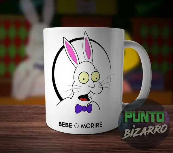 Taza de Cerámica Los Simpson Conejo Bebe o Morire