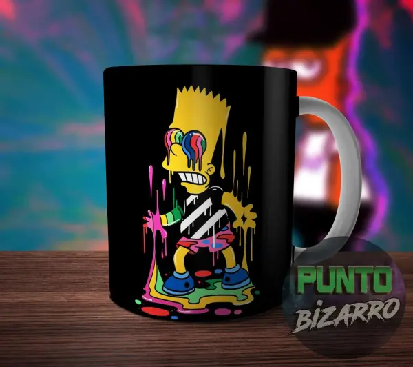 Taza de Cerámica Los Simpson Bart Chorreando Colores