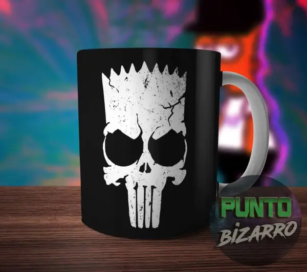 Taza de Cerámica Los Simpson Bart Calavera Punisher