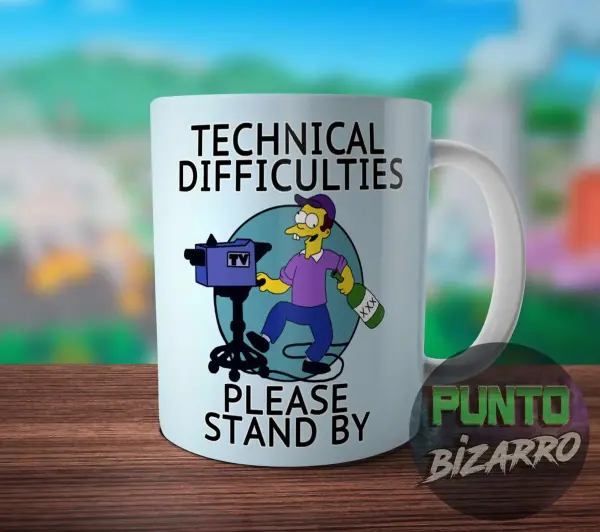 Taza de Cerámica Los Simpson Technical Difficulties Camarógrafo