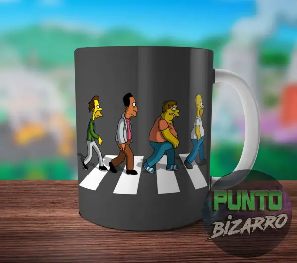 Taza de Cerámica Los Simpson Abbey Road Homero