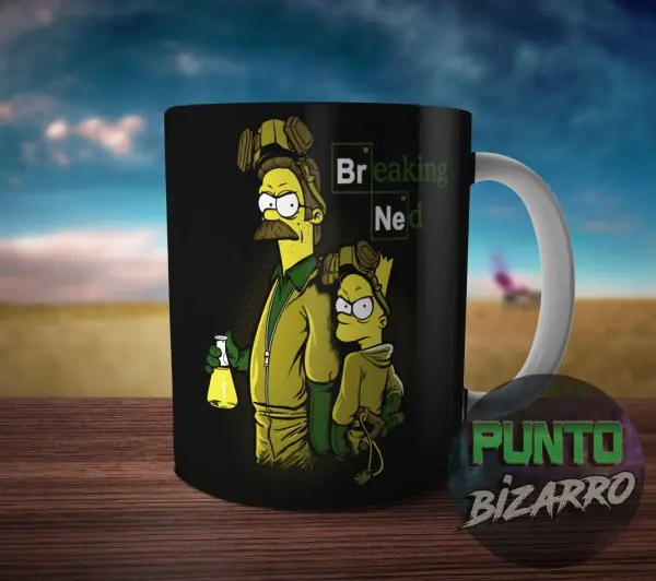 Taza de Cerámica Los Simpson Breaking Ned Flanders y Bart