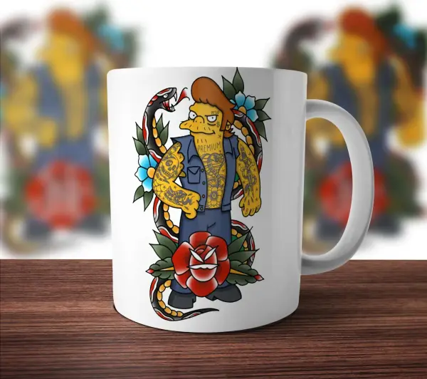 Taza de Cerámica Los Simpson Snake Jailbird Tatuado