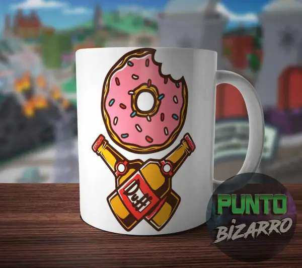 Taza de Cerámica Los Simpson Dona y Cervezas Duff