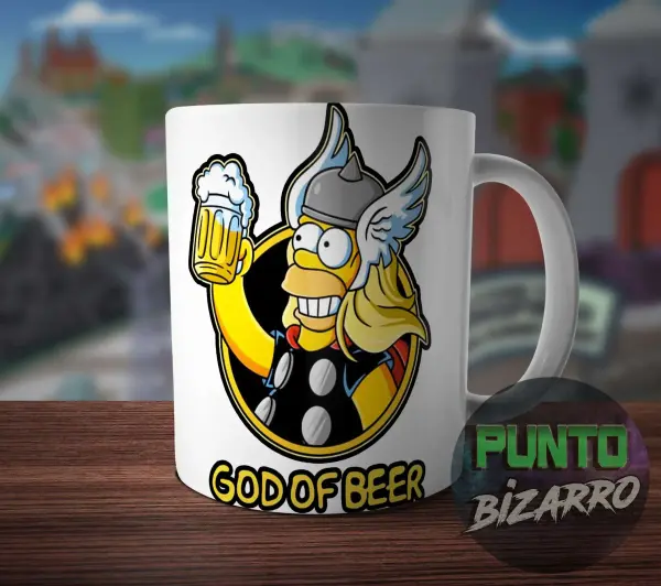 Taza de Cerámica Los Simpson Homero Thor God of Beer