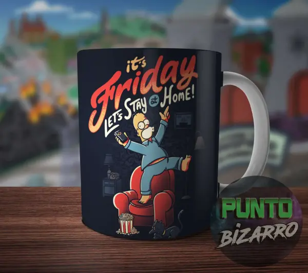 Taza de Cerámica Los Simpson Homero It's Friday Let's Stay at Home