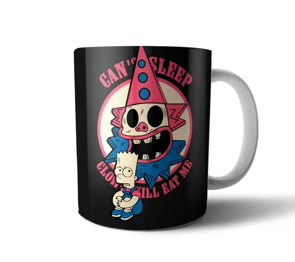 Taza de Cerámica Los Simpson Bart Miedo Payaso
