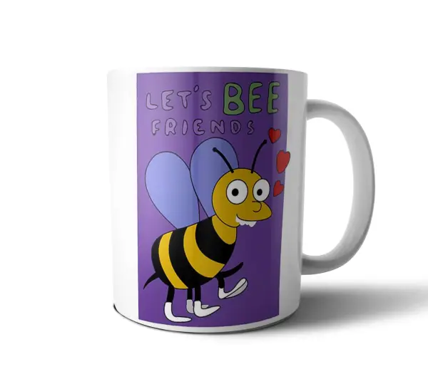 Taza de Cerámica Los Simpson Let's Bee Friends Abeja Corazones