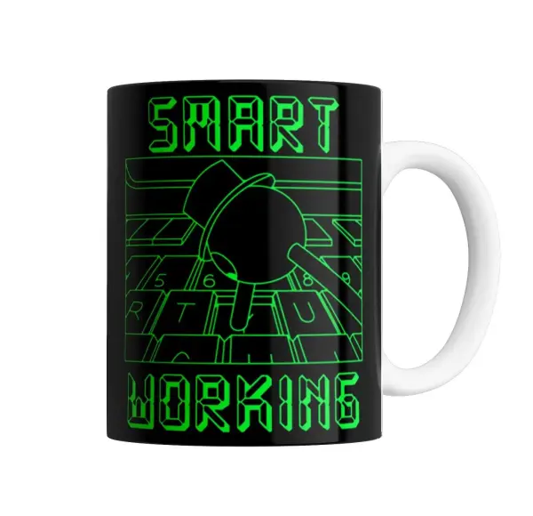 Taza de Cerámica Los Simpson Smart Working Teclado Verde