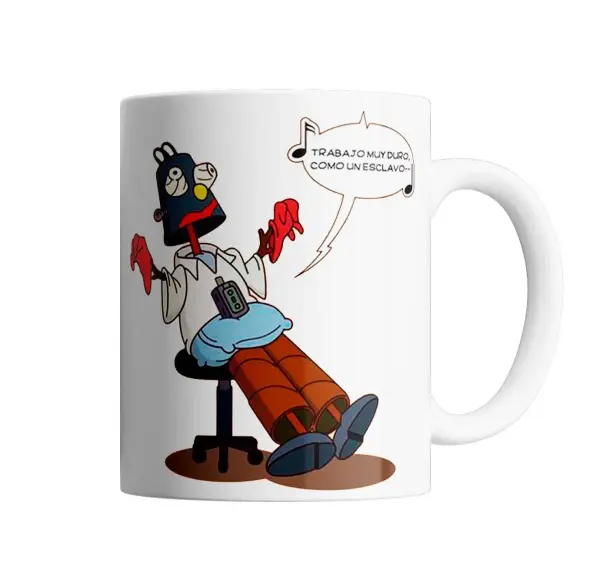 Taza de Cerámica Futurama Bender Trabajo Muy Duro