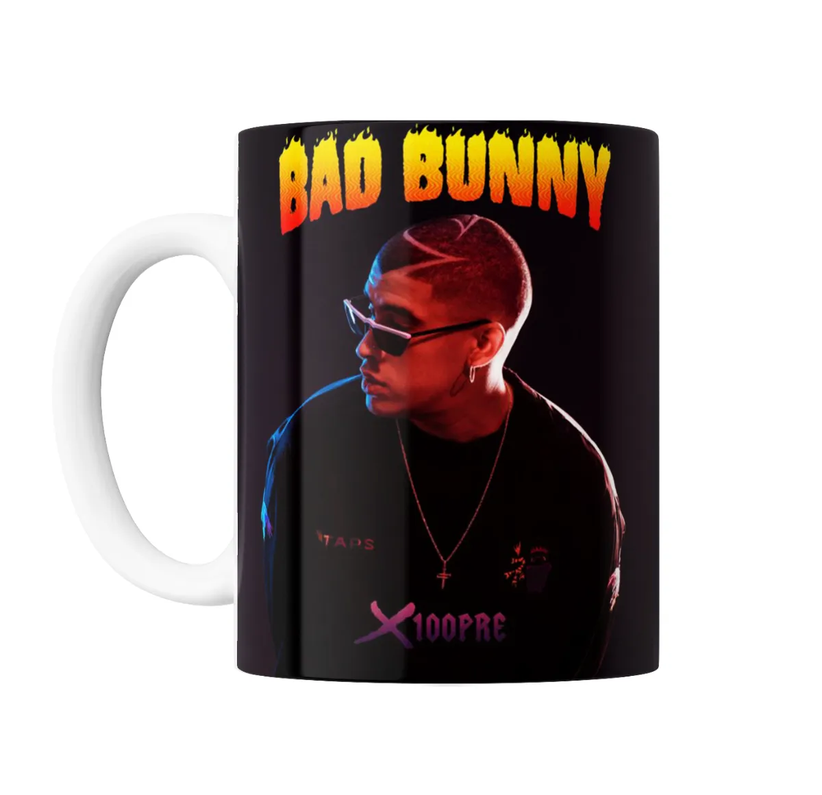 Taza de Cerámica Bad Bunny Retrato Llamas - vista 2