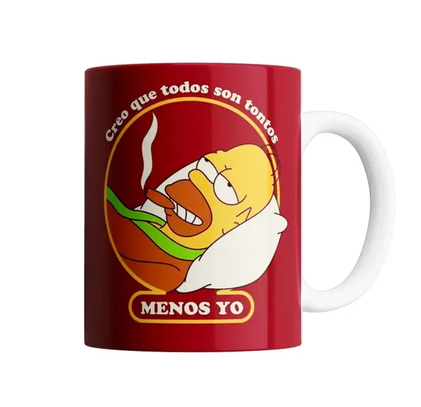 Taza de Cerámica Los Simpson Homero Creo que todos son tontos menos yo