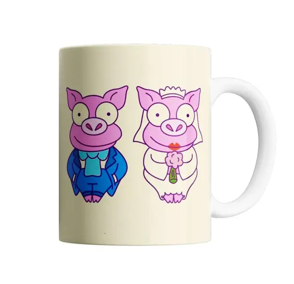 Taza de Cerámica Los Simpson Cerditos Novios