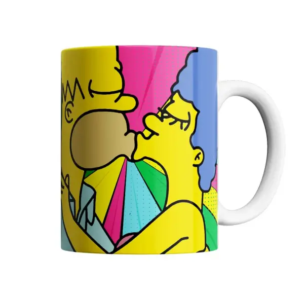 Taza de Cerámica Los Simpson Homero y Marge Beso Pop Art