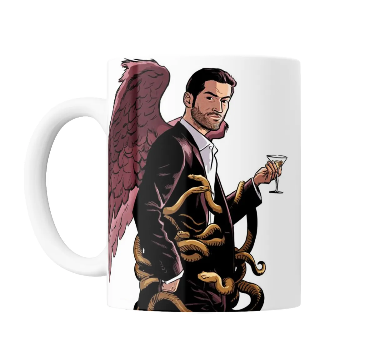 Taza de Cerámica Lucifer Morningstar con Alas y Serpientes - vista 2