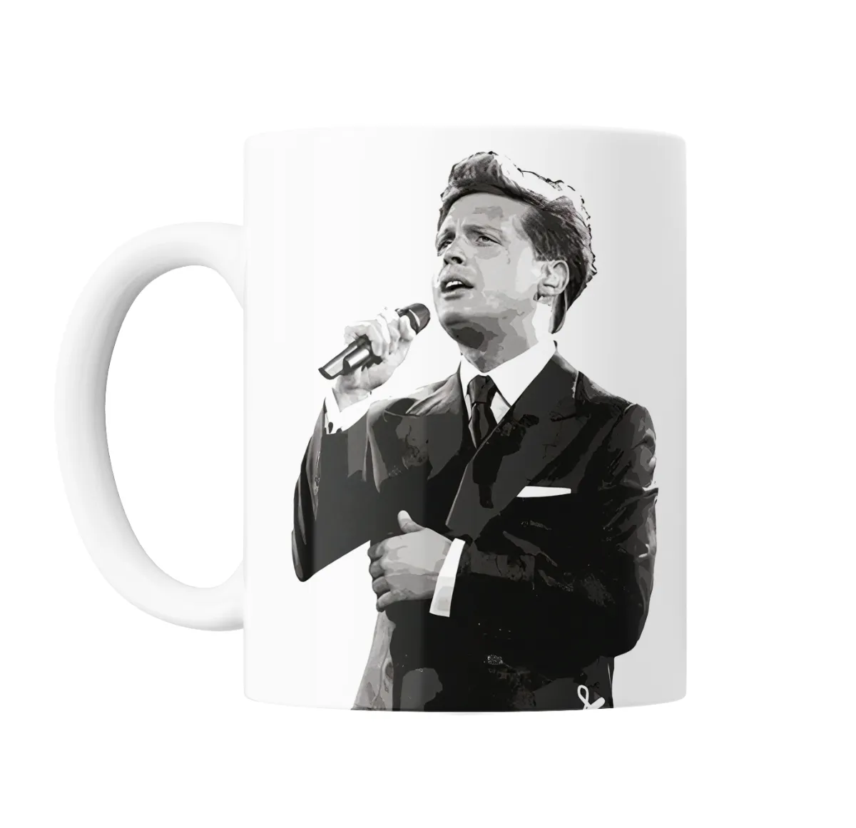 Taza de Cerámica Luis Miguel Cantando en Blanco y Negro - vista 2