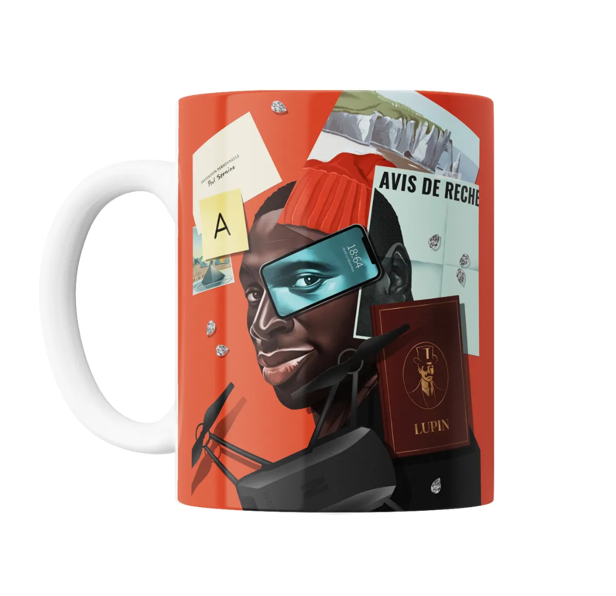 Taza de Cerámica Lupin Assane Diop Avis de Recherche - vista 2