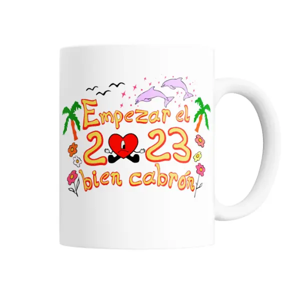 Taza de Cerámica Bad Bunny Empezar el 2023 bien cabrón