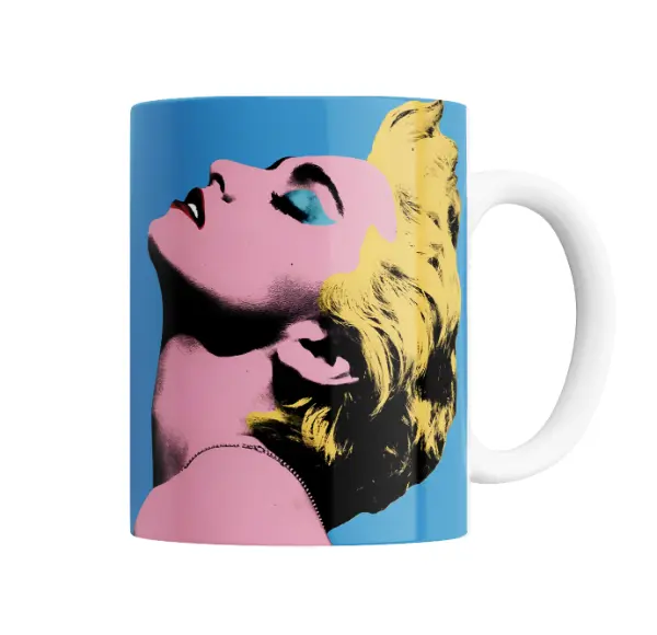 Taza de Cerámica Madonna Retrato Pop Art Azul
