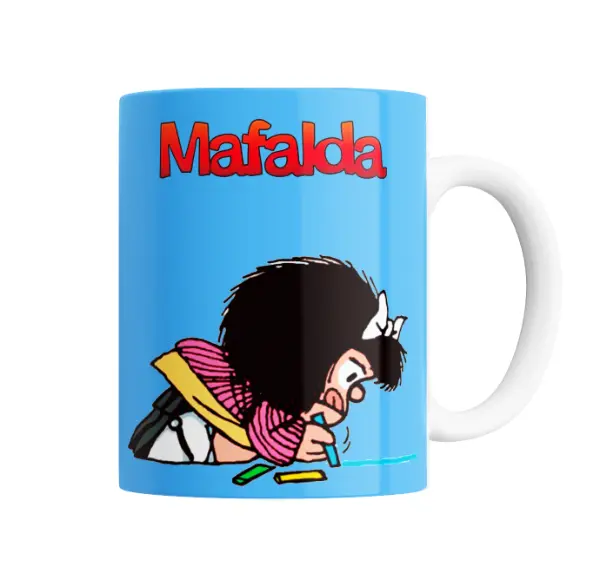 Taza de Cerámica Mafalda Dibujando en el Piso