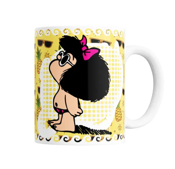 Taza de Cerámica Mafalda Verano Lentes y Piñas