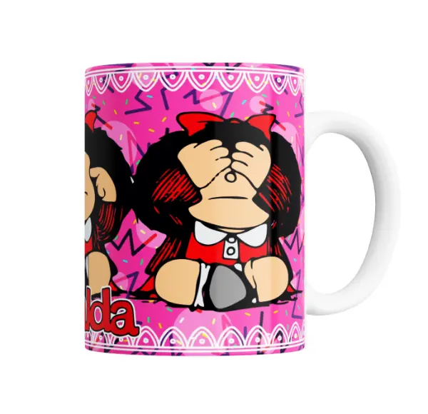 Taza de Cerámica Mafalda Rosa Diseño Clásico