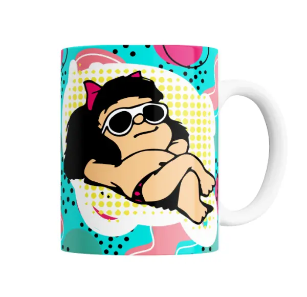 Taza de Cerámica Mafalda Pop Art Verano con Lentes
