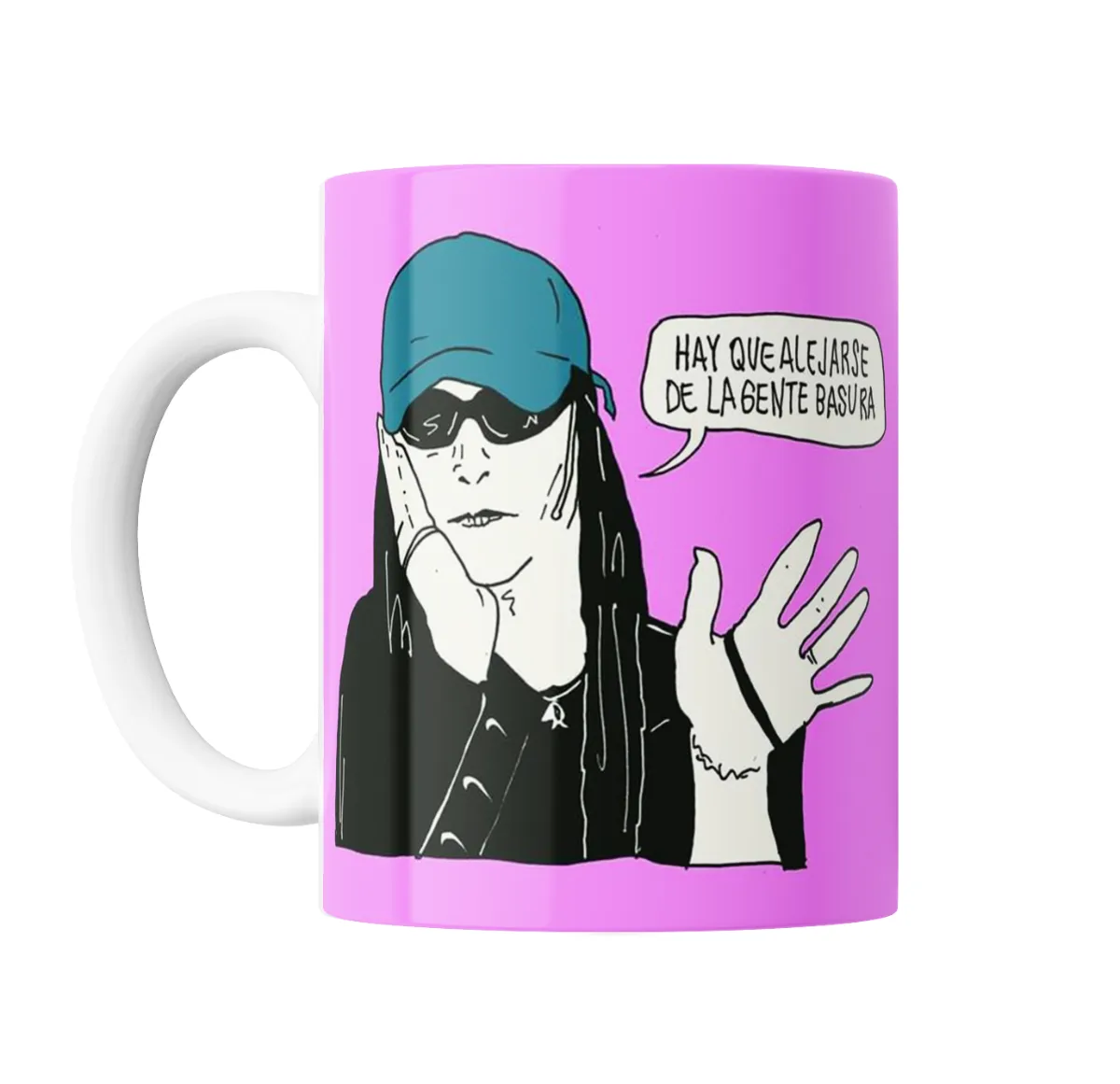 Taza de Cerámica Mala Fama Hay que alejarse de la gente basura - vista 2