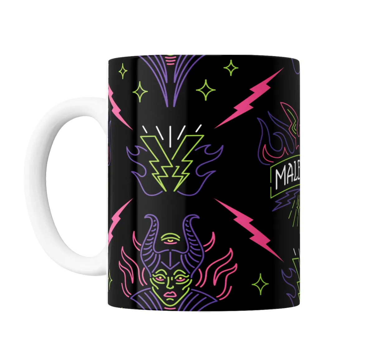 Taza de Cerámica Malefica Neón Rayos y Murciélagos - vista 2