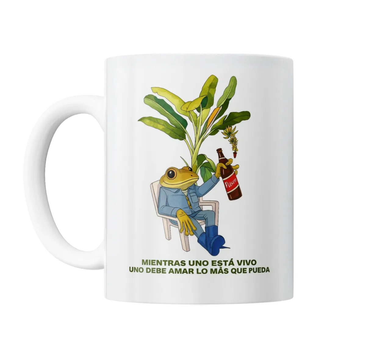 Taza de Cerámica Bad Bunny Rana con Pilsen Mientras Uno Está Vivo - vista 2