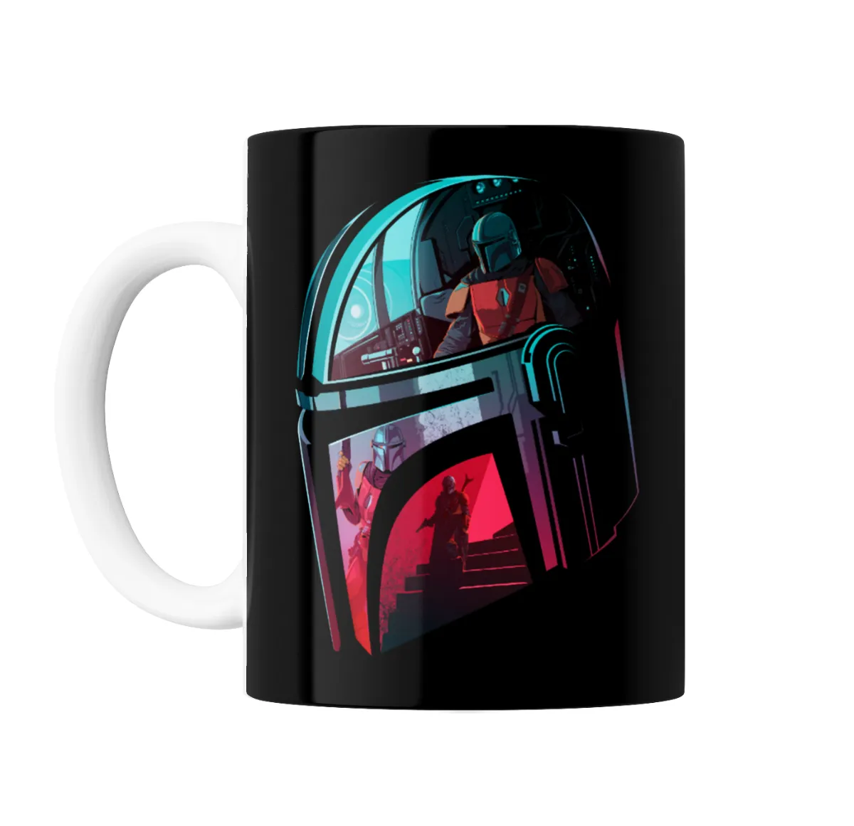 Taza de Cerámica Mandalorian Casco Neón - vista 2