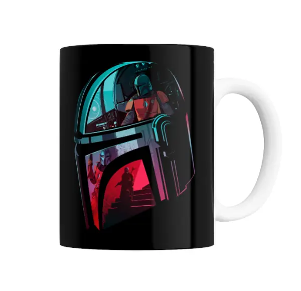 Taza de Cerámica Mandalorian Casco Neón
