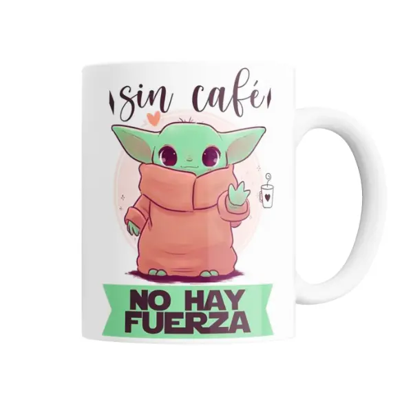Taza de Cerámica Mandalorian Baby Yoda Sin Café No Hay Fuerza