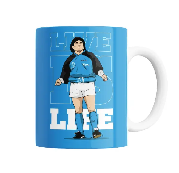 Taza de Cerámica Maradona Live Life Napoli