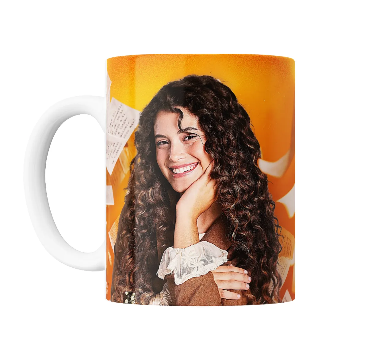 Taza de Cerámica Margarita Sonrisa Fondo Naranja - vista 2
