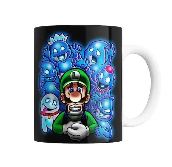 Taza de Cerámica Mario Bros Luigi's Mansion Luigi y los fantasmas