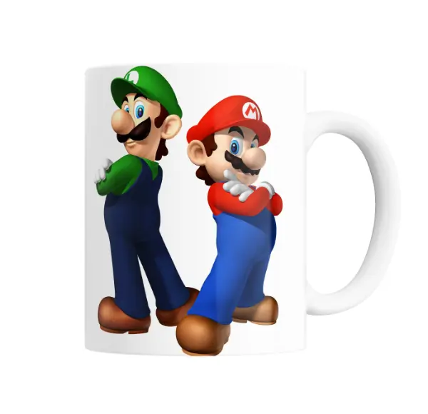 Taza de Cerámica Mario Bros Mario y Luigi Espalda con Espalda