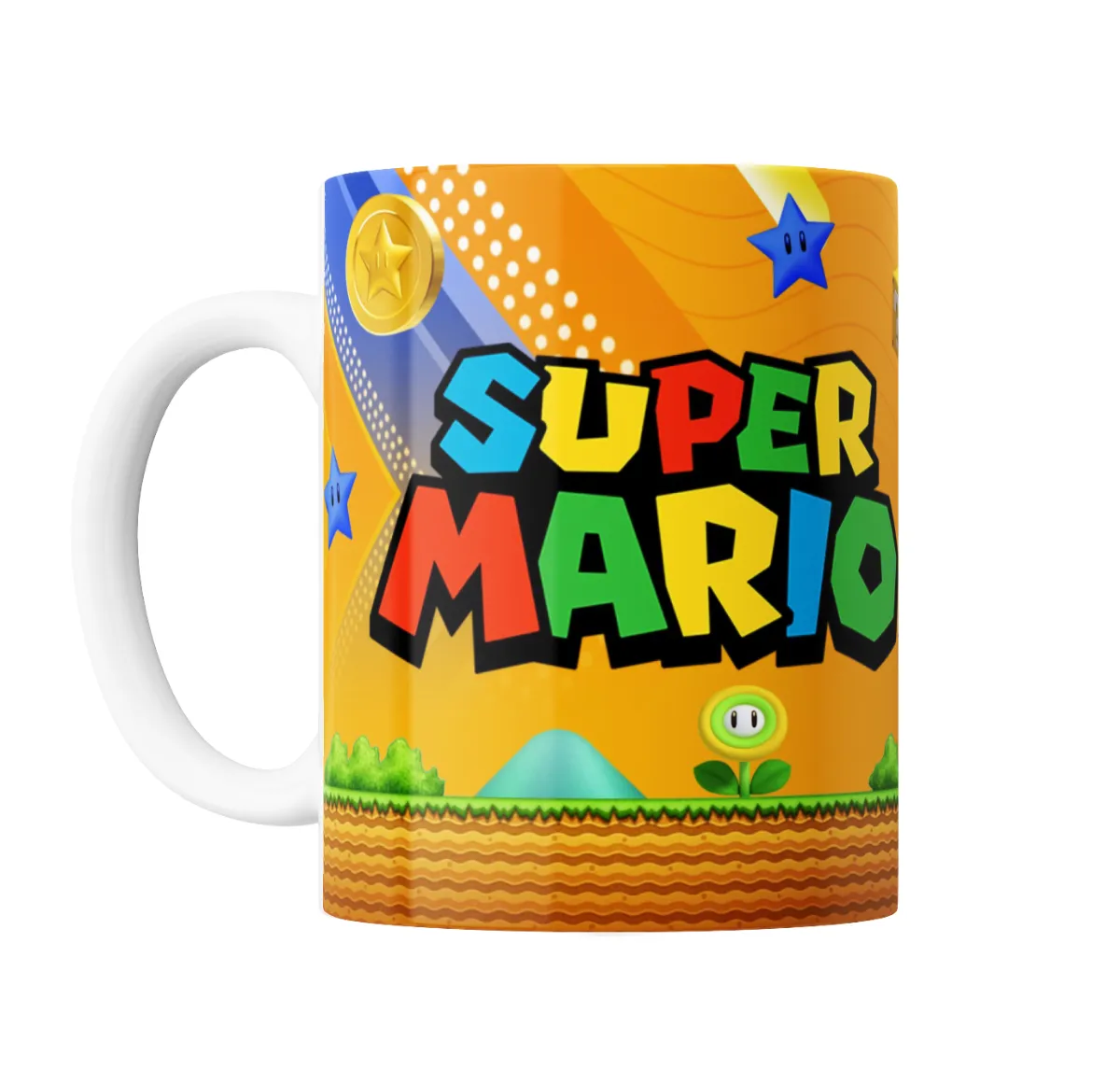 Taza de Cerámica Mario Bros Mario Saltando con Hongo y Moneda - vista 2