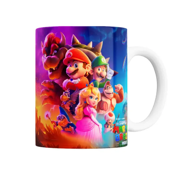 Taza de Cerámica Mario Bros Película Mario Luigi Peach y Bowser