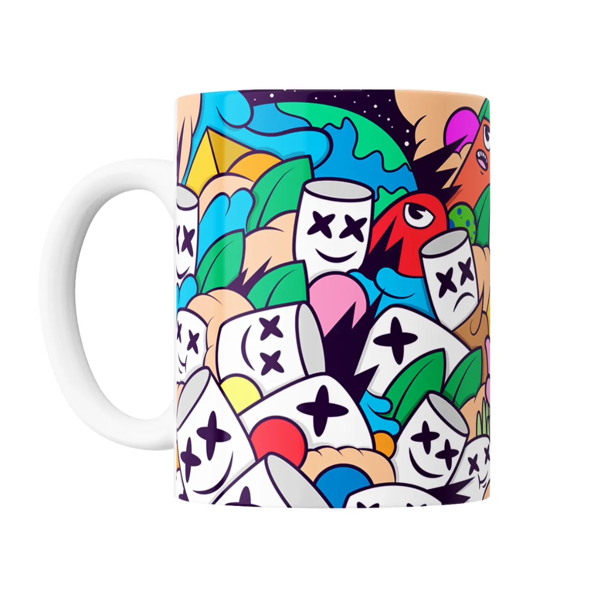 Taza de Cerámica Marshmello Patrón Gráfico Colorido - vista 2