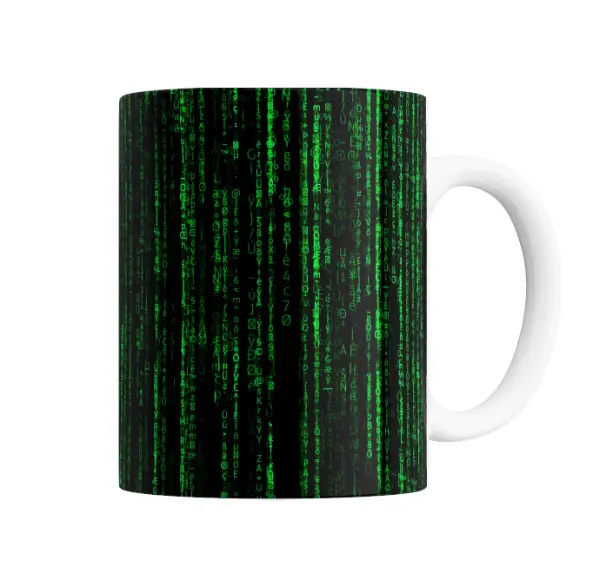 Taza de Cerámica Matrix Lluvia de Código Verde