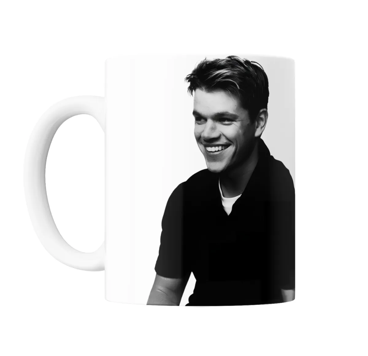 Taza de Cerámica Matt Damon Retrato Blanco y Negro Sonrisa - vista 2