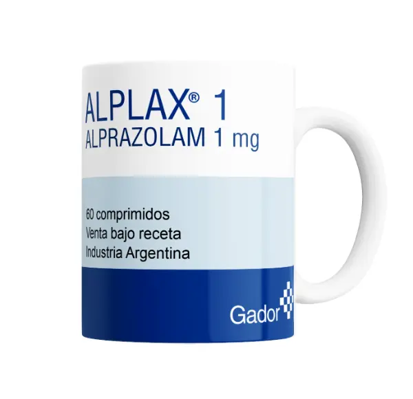 Taza de Cerámica Alplax Alprazolam 1 mg Caja de Medicamento