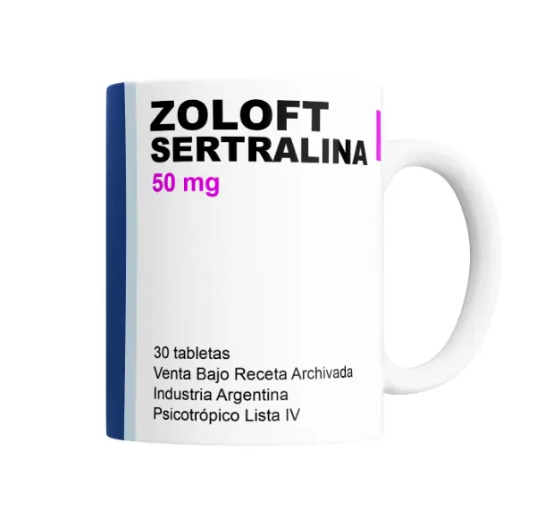 Taza de Cerámica Zoloft Sertralina 50 mg Caja de Medicamento