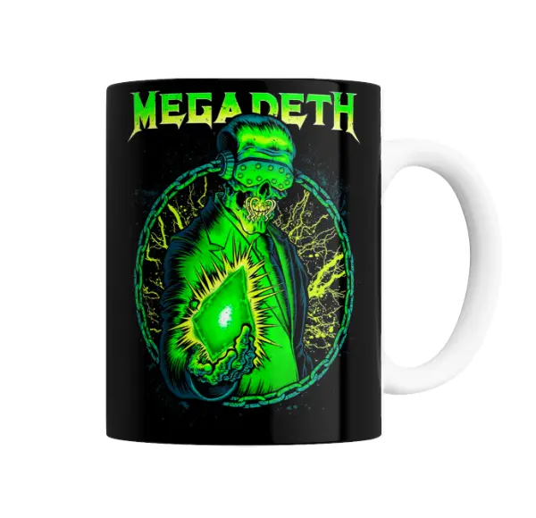 Taza de Cerámica Megadeth Esqueleto Electrico Verde