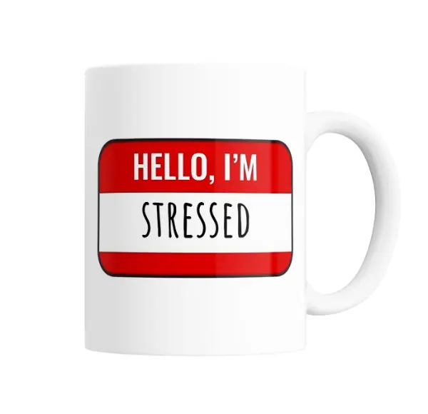 Taza de Cerámica Hello I'm Stressed Meme
