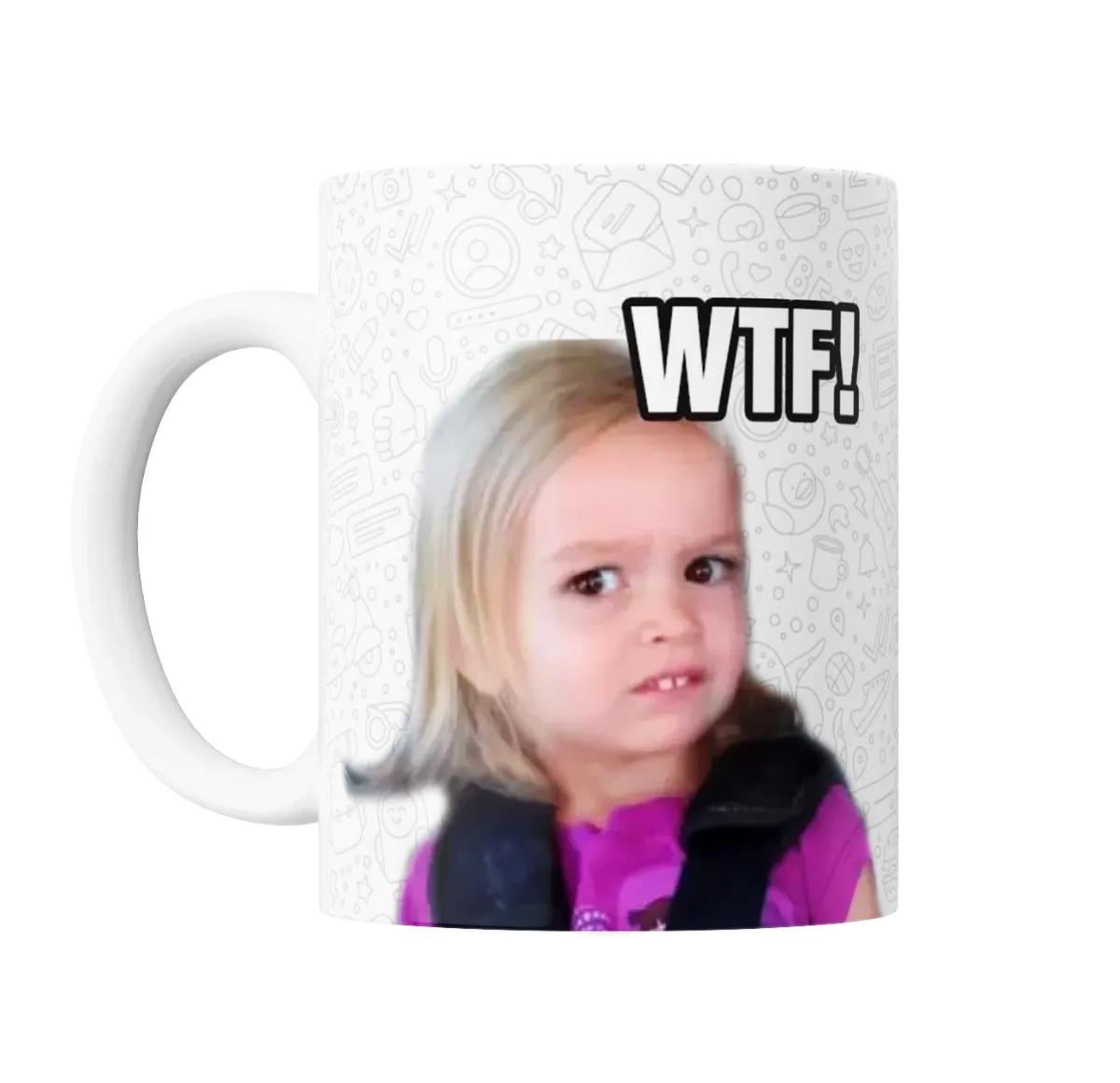 Taza de Cerámica Meme WTF Niña Confundida - vista 2