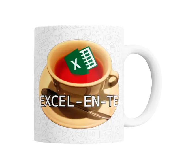 Taza de Cerámica Meme Excel-en-te Taza de café con planilla Excel
