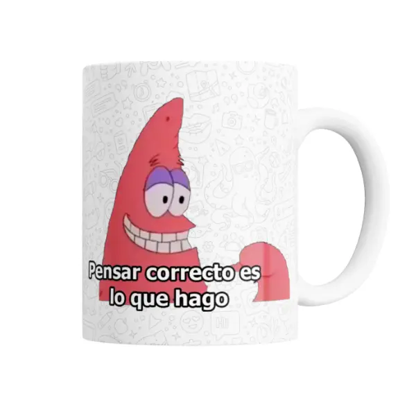 Taza de Cerámica Bob Esponja Patrick Pensar correcto es lo que hago