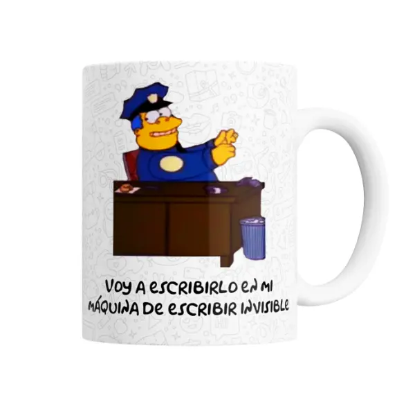 Taza de Cerámica Los Simpsons Wiggum Máquina de Escribir Invisible